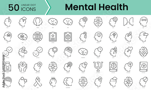 Set of mental health icons. Line art style icons bundle. vector illustration