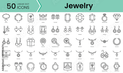 Set of jewelry icons. Line art style icons bundle. vector illustration