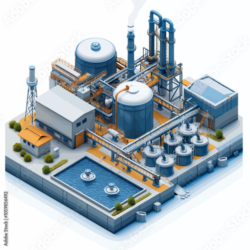 Isometric Water Treatment Plant Filtration System