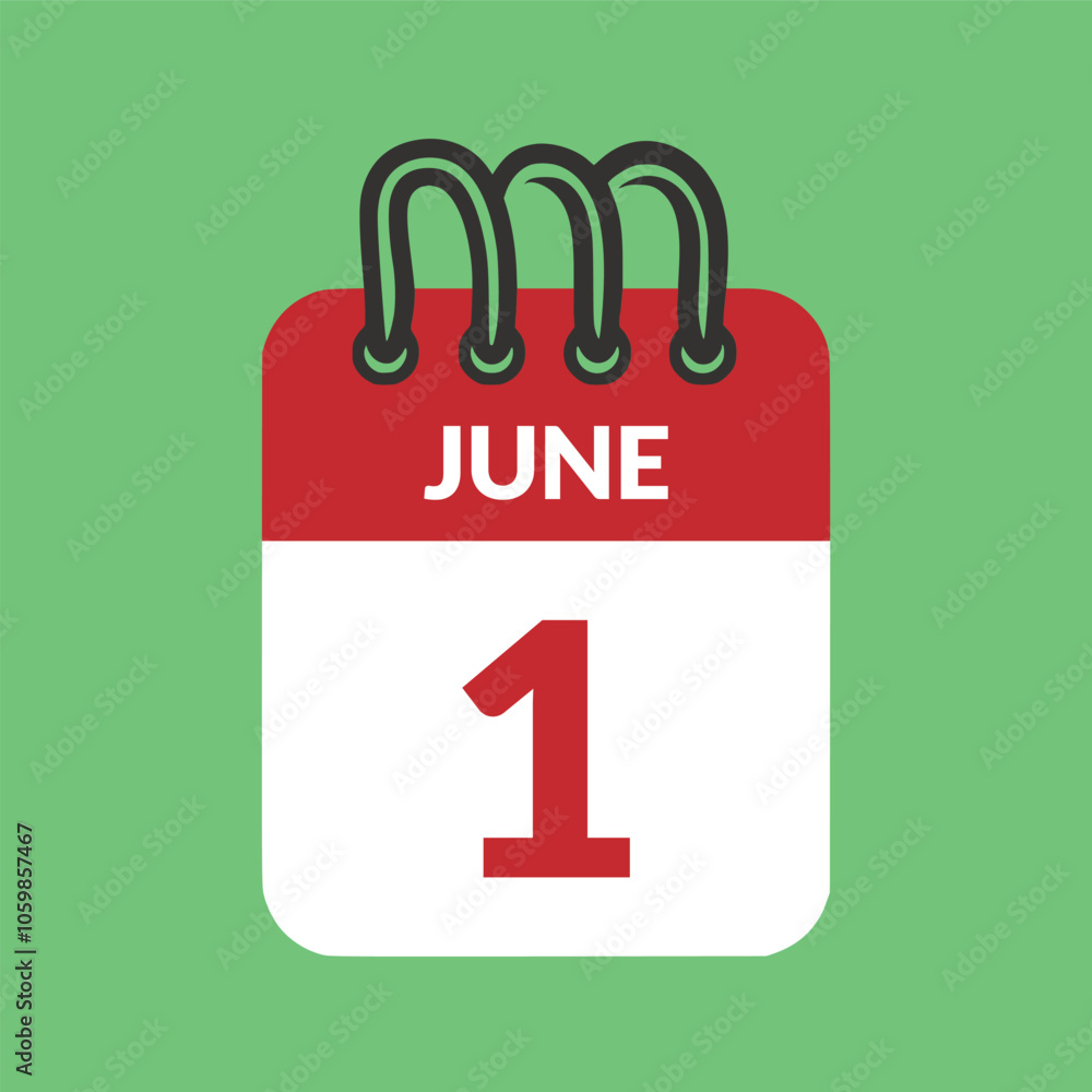 June 1 Calendar icon vector illustration. June 1 Calendar icon vector illustration.