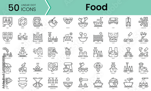 Set of food processing icons. Line art style icons bundle. vector illustration