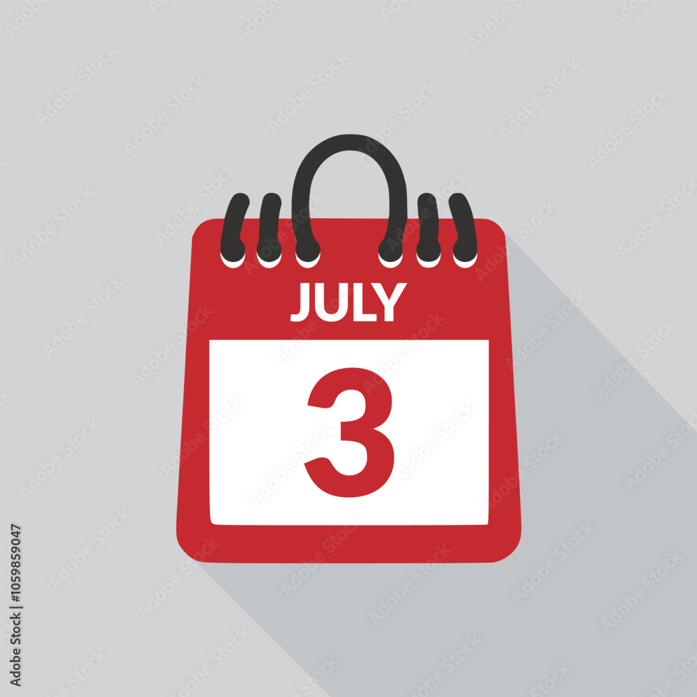 Fototapeta premium July 3 Calendar icon vector illustration.