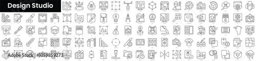 Set of outline design studio icons. Minimalist thin linear web icons bundle. vector illustration.
