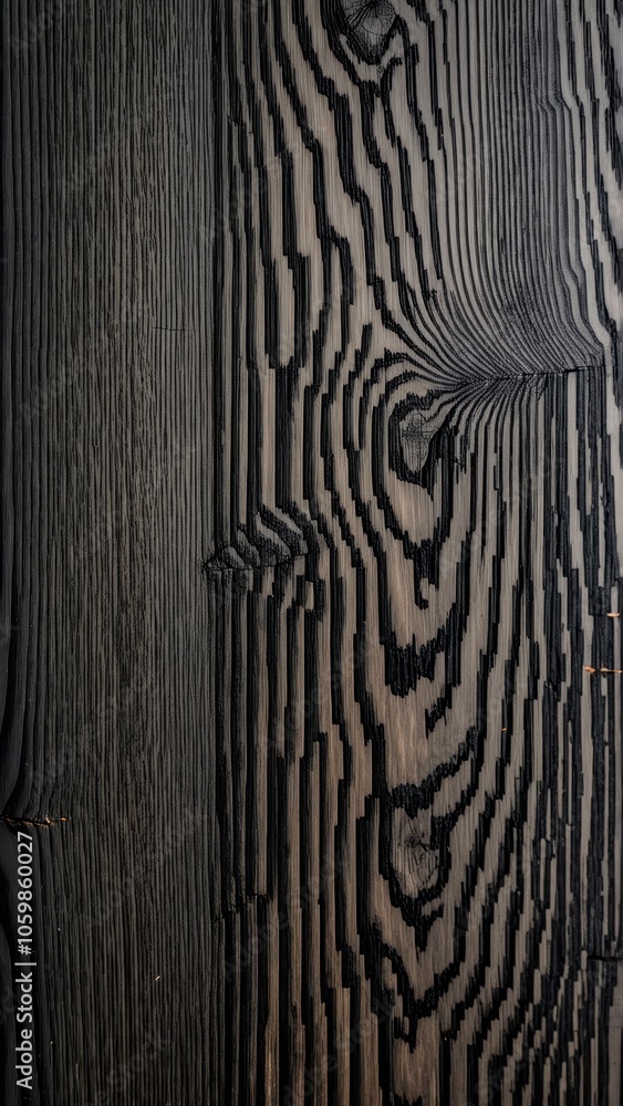 Abstract textured charred wood grain pattern in close-up detail Abstract textured charred wood grain pattern in close-up detail