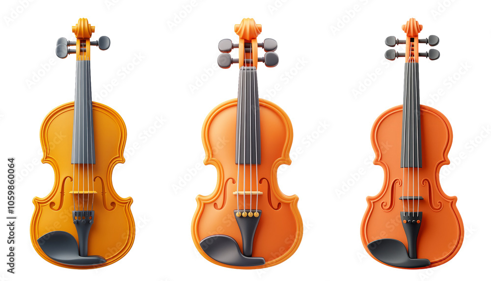 Fototapeta premium Colorful Violins On Transparent Background