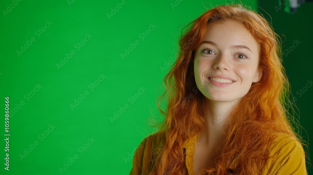 Fototapeta premium The backdrop is a vibrant green highlighting their joyful expressions.
