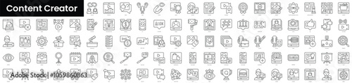 Set of outline content creator icons. Minimalist thin linear web icons bundle. vector illustration.