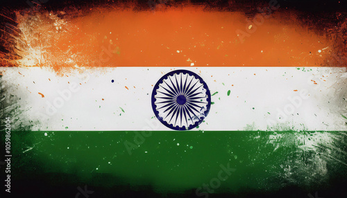 Distressed Indian Flag: A Patina of History, Courage, and Pride. photo