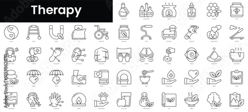 Set of outline therapy icons. Minimalist thin linear web icon set. vector illustration.