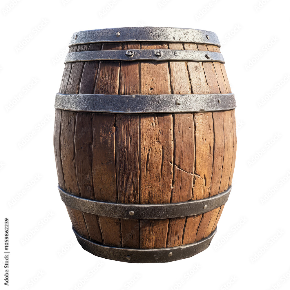 Fototapeta premium Wooden Barrel on Transparent Background
