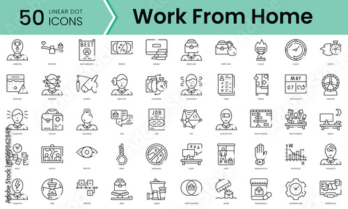 Set of workaholic icons. Line art style icons bundle. vector illustration