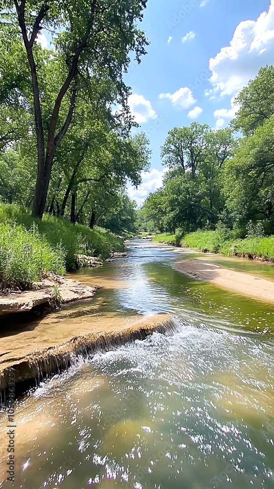 Obraz premium Small Waterfall in a Forest Creek.