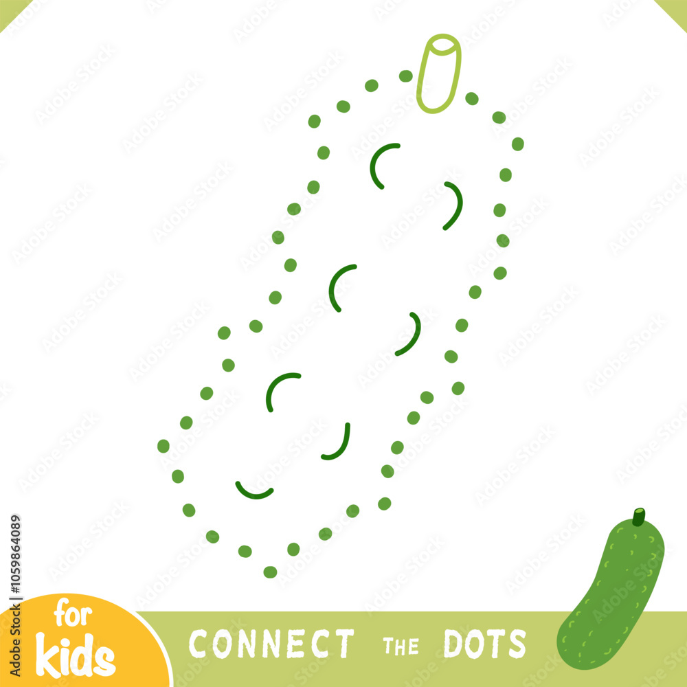 Obraz premium Connect the color dots, education game for kids, Cucumber