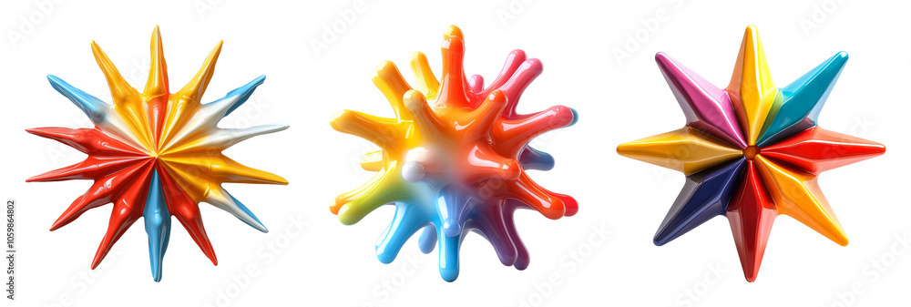 Obraz premium Colorful 3d Star Shapes On Transparent Background
