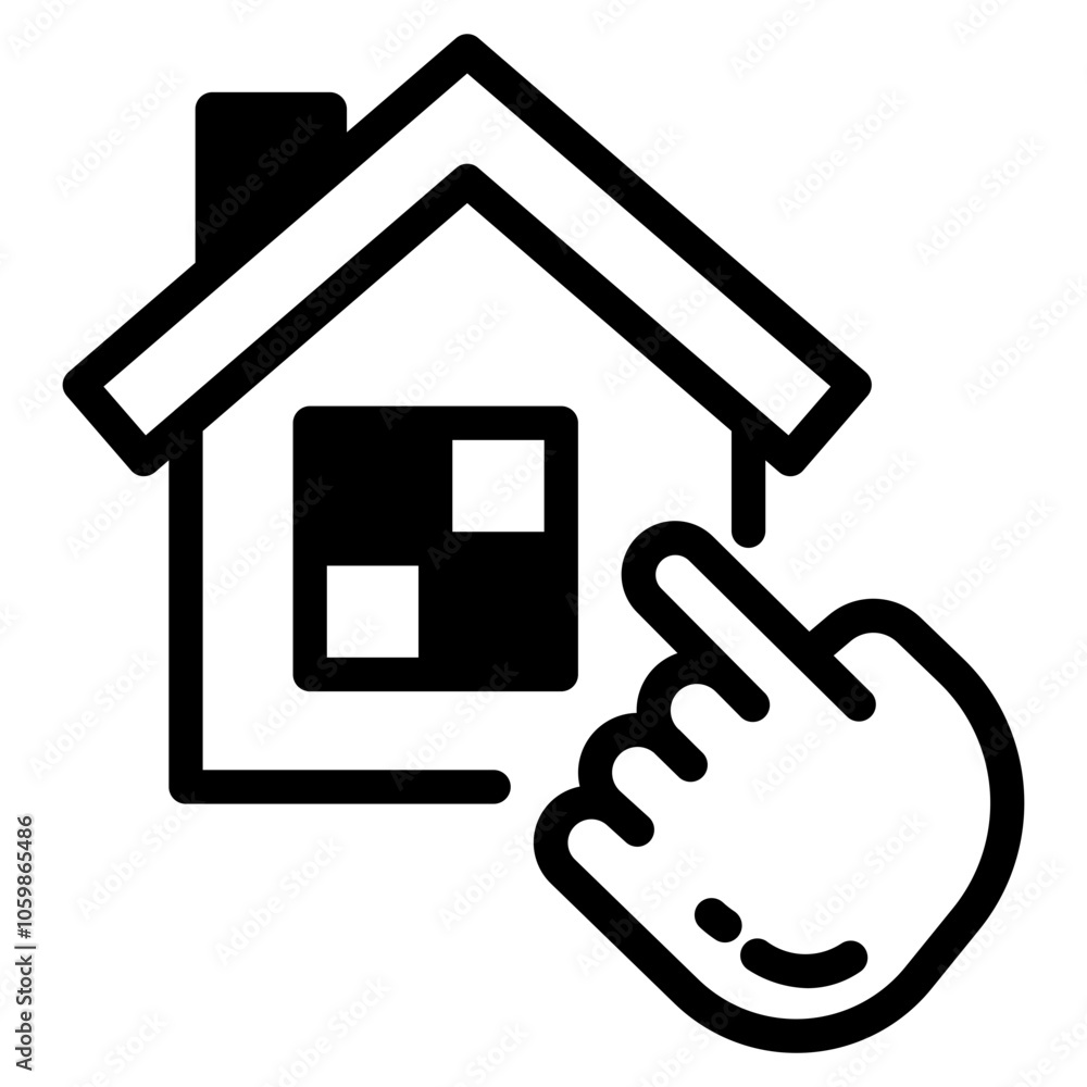 Obraz premium Clicking hand on home icon