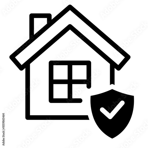 Protection shield with home concept icon of home security