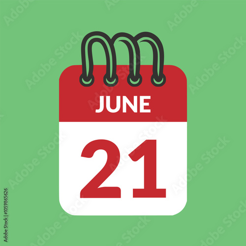 June 21 Calendar icon vector illustration.