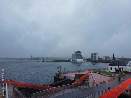 Cardiff City Centre and Buildings at Central Downtown and Near to Ocean Bay. The Capital City of Wales and Eleventh Largest City of United Kingdom. May 28th, 2024 photo