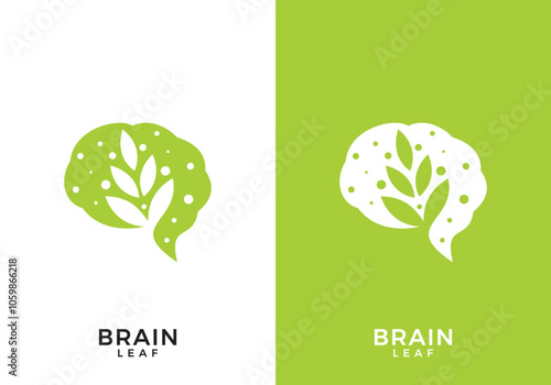 smart brain leaf logo design. simple modern human mind icon vector template