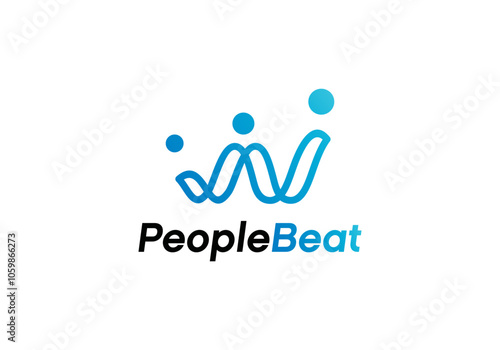 abstract people beat logo. wave community vector design template