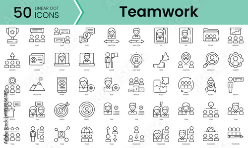 Set of teamwork icons. Line art style icons bundle. vector illustration