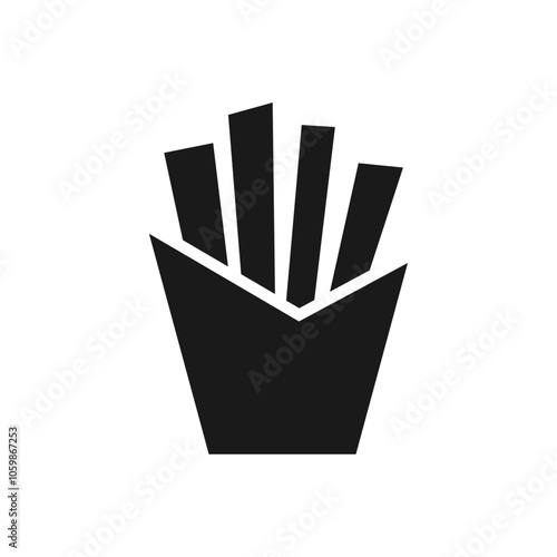 French fries icon on white background.