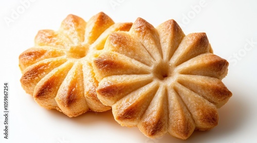 Intricately designed maamoul cookies on a plain white background photo