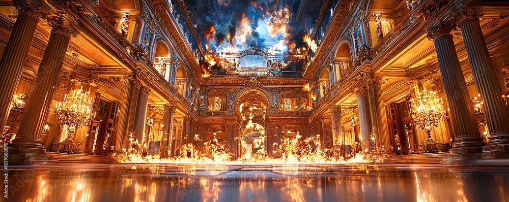Obraz premium Burning Palace Interior.