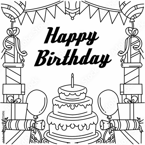 Hand drawn of happy birthday