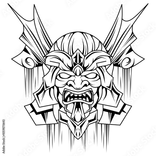 Hand drawn of masked warrior