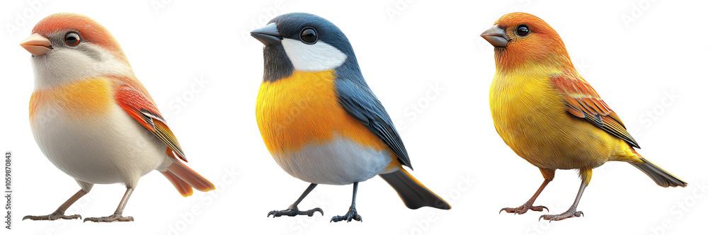 Obraz premium Colorful Birds On A Transparent Background