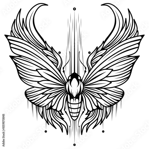 Hand drawn of buterfly tattoo
