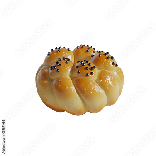 Close-up of a Freshly Baked Challah Bread photo