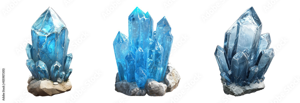 Fototapeta premium Blue Crystal Formation on Transparent Background
