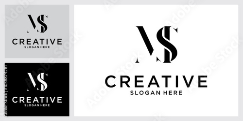 MS or SM initial letter logo design vector
