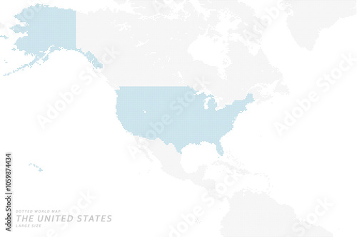 アメリカ合衆国を中心とした青のドットマップ、大サイズ