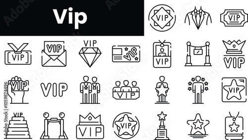 Set of outline vip icons