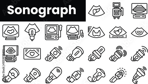 Set of outline sonograph icons