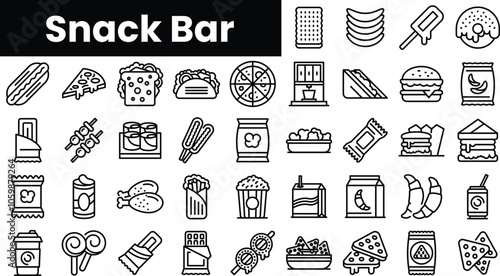 Set of outline snack bar icons