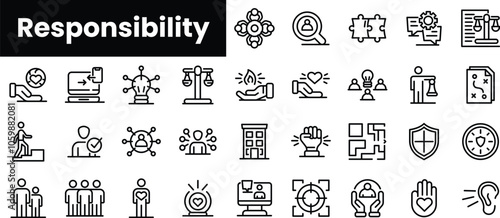 Set of outline responsibility icons