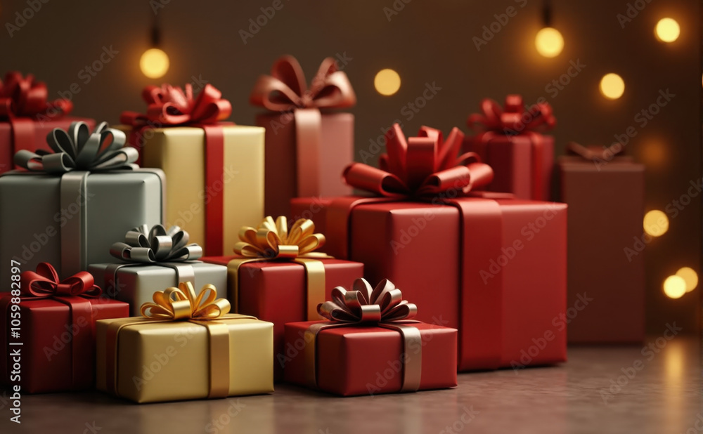 Obraz premium christmas gift boxes and decorations