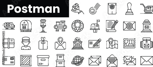 Set of outline postman icons