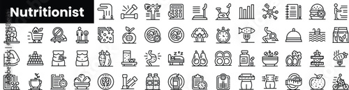 Set of outline nutritionist icons