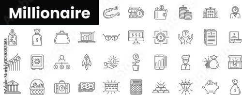 Set of outline millionaire icons