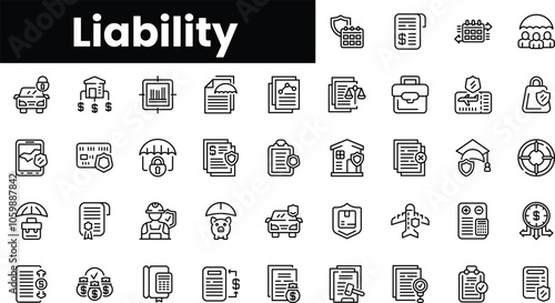 Set of outline liability icons
