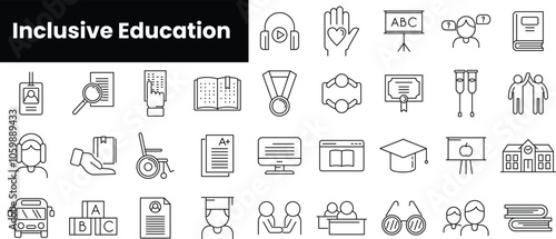 Set of outline inclusive education  icons