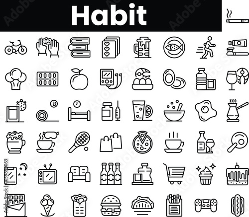 Set of outline habit icons
