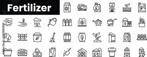 Set of outline fertilizer icons