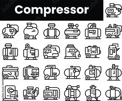 Set of outline compressor icons