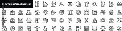 Set of outline communications engineer icons